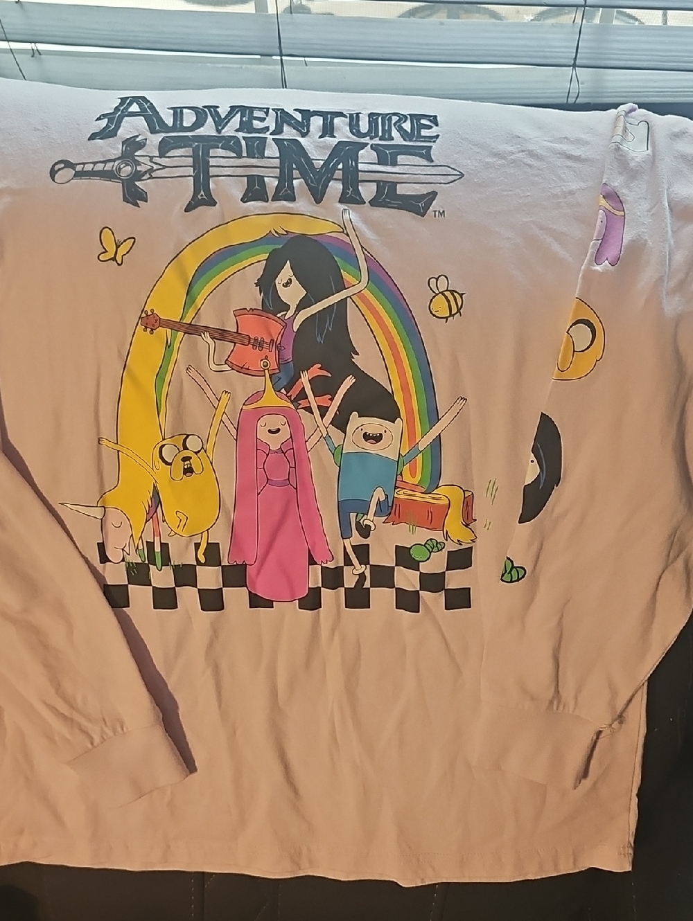 Adventure Time Adults Lavender Graphic Long-Sleeve Shirt Large LIKE NEW